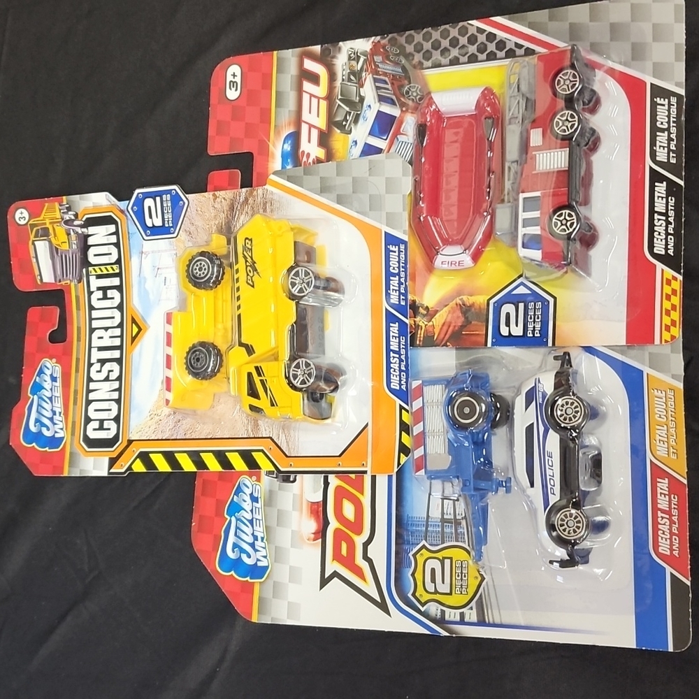 Turbo wheel construction fire police miniature cars ages 3+ play toys